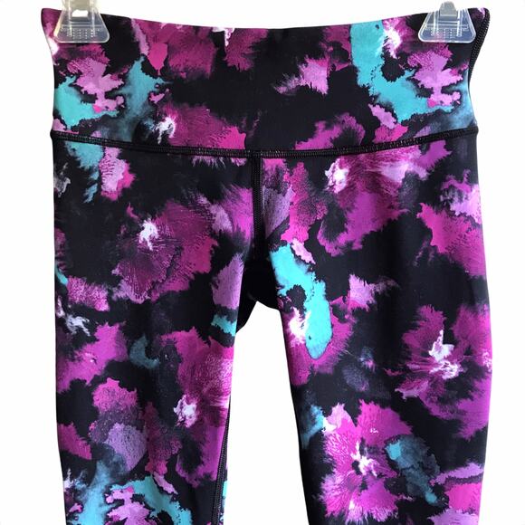 Lululemon Wunder Under Crops Midnight Bloom Leggings Size 4 Yoga Running Tights - Picture 8 of 13